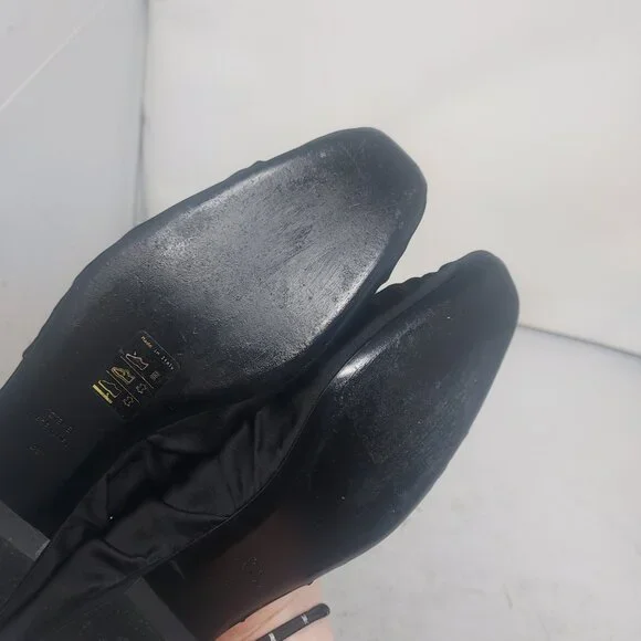 TOTEME Black Ruched Satin Ballerina Flat Shoe
